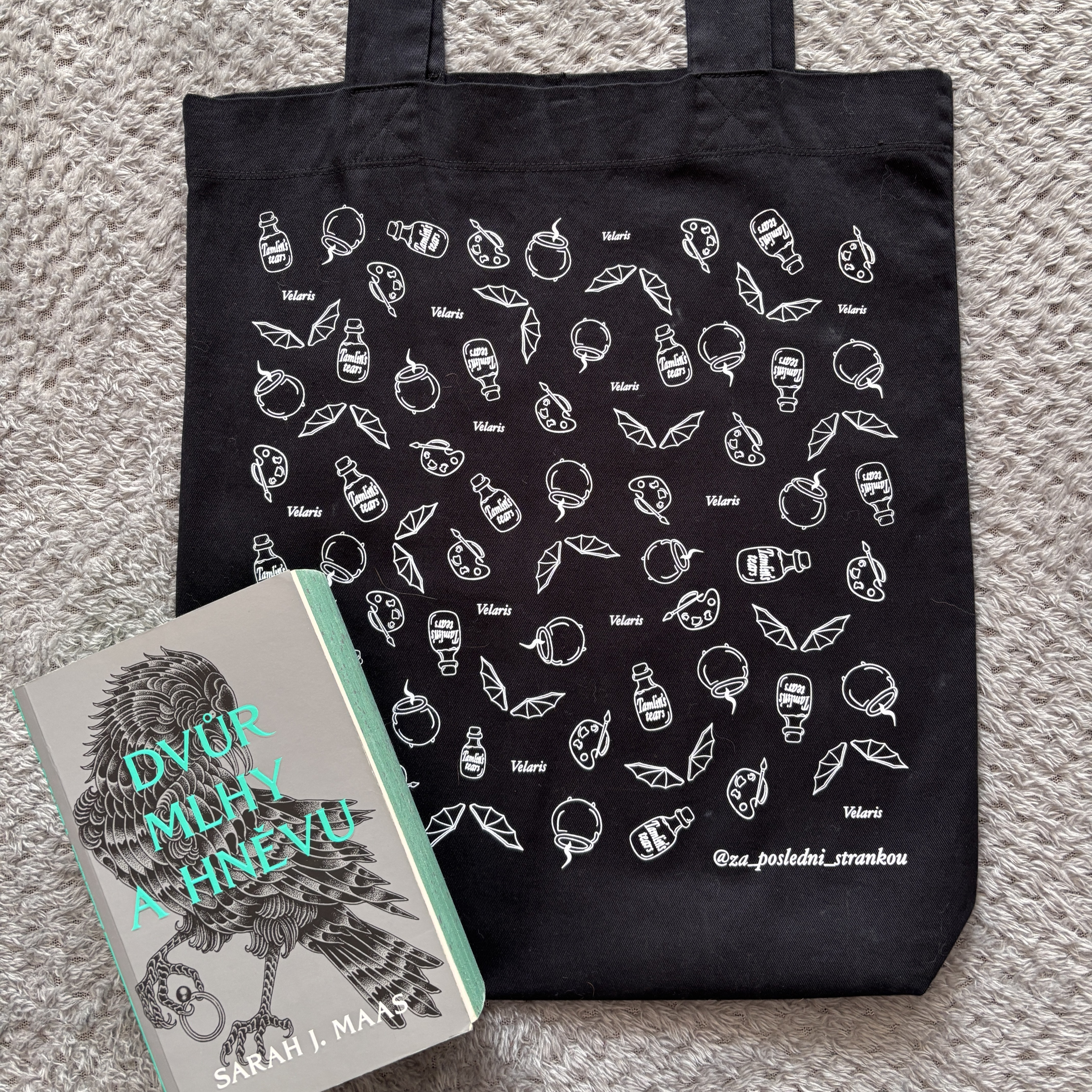 Černá plátěná taška Dvůr trnů a růží